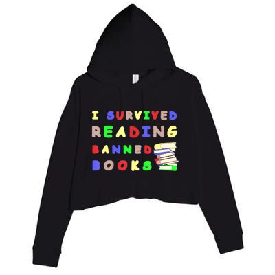 I Survived Reading Banned Books Teacher Librarian Bookworm Crop Fleece Hoodie