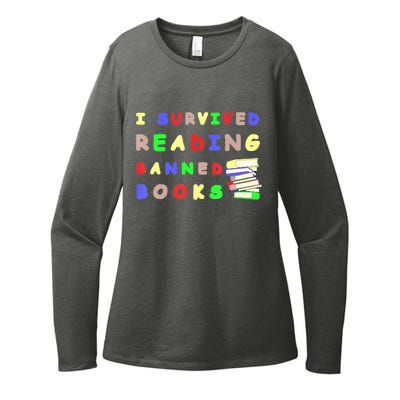 I Survived Reading Banned Books Teacher Librarian Bookworm Womens CVC Long Sleeve Shirt