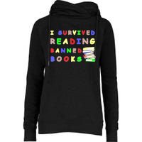 I Survived Reading Banned Books Teacher Librarian Bookworm Womens Funnel Neck Pullover Hood