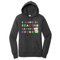 I Survived Reading Banned Books Teacher Librarian Bookworm Women's Pullover Hoodie