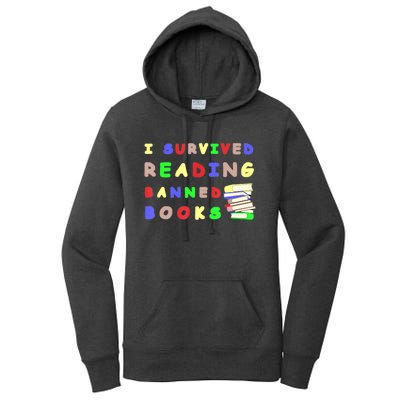 I Survived Reading Banned Books Teacher Librarian Bookworm Women's Pullover Hoodie