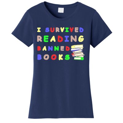 I Survived Reading Banned Books Teacher Librarian Bookworm Women's T-Shirt