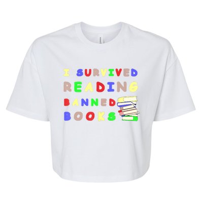 I Survived Reading Banned Books Teacher Librarian Bookworm Bella+Canvas Jersey Crop Tee