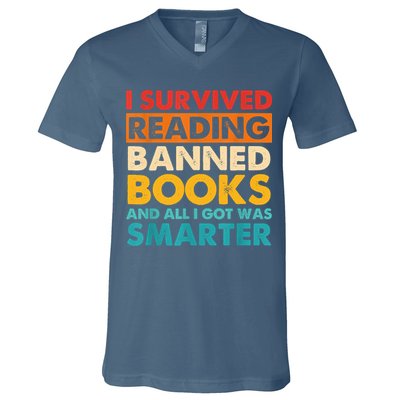 I Survived Reading Banned Books And All I Got Was Smarter V-Neck T-Shirt