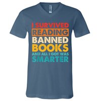 I Survived Reading Banned Books And All I Got Was Smarter V-Neck T-Shirt