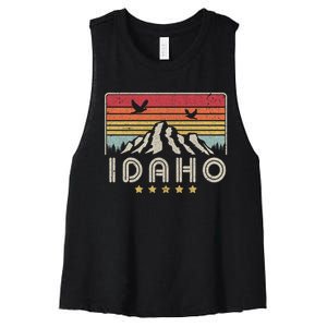 Idaho Shirt. Retro Style ID, USA Women's Racerback Cropped Tank