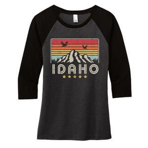 Idaho Shirt. Retro Style ID, USA Women's Tri-Blend 3/4-Sleeve Raglan Shirt