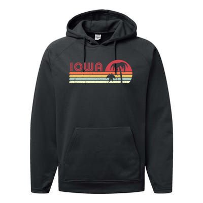 Iowa Shirt. Retro Style IA, USA Performance Fleece Hoodie