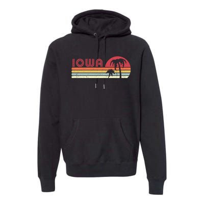 Iowa Shirt. Retro Style IA, USA Premium Hoodie