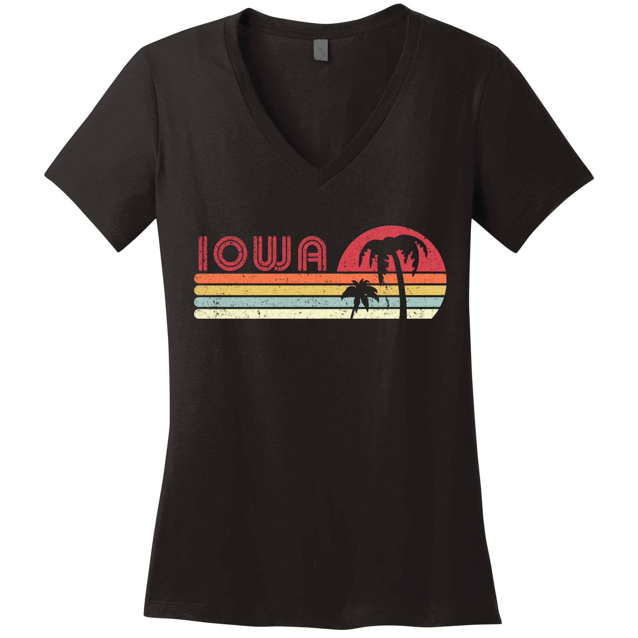 Iowa Shirt. Retro Style IA, USA Women's V-Neck T-Shirt