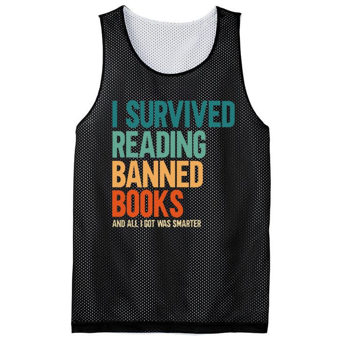 I Survived Reading Banned Books Book Lover Bookaholic Mesh Reversible Basketball Jersey Tank