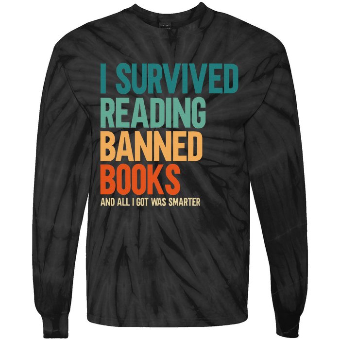 I Survived Reading Banned Books Book Lover Bookaholic Tie-Dye Long Sleeve Shirt