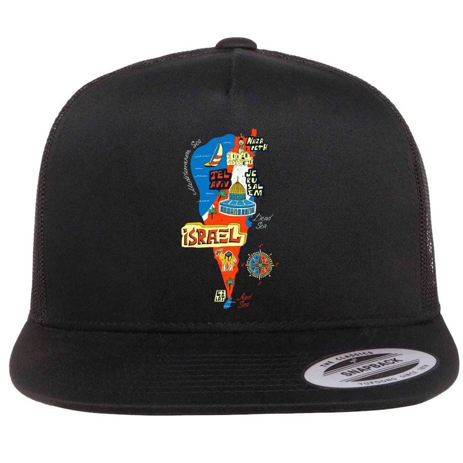 Israel Cartoon Map Flat Bill Trucker Hat