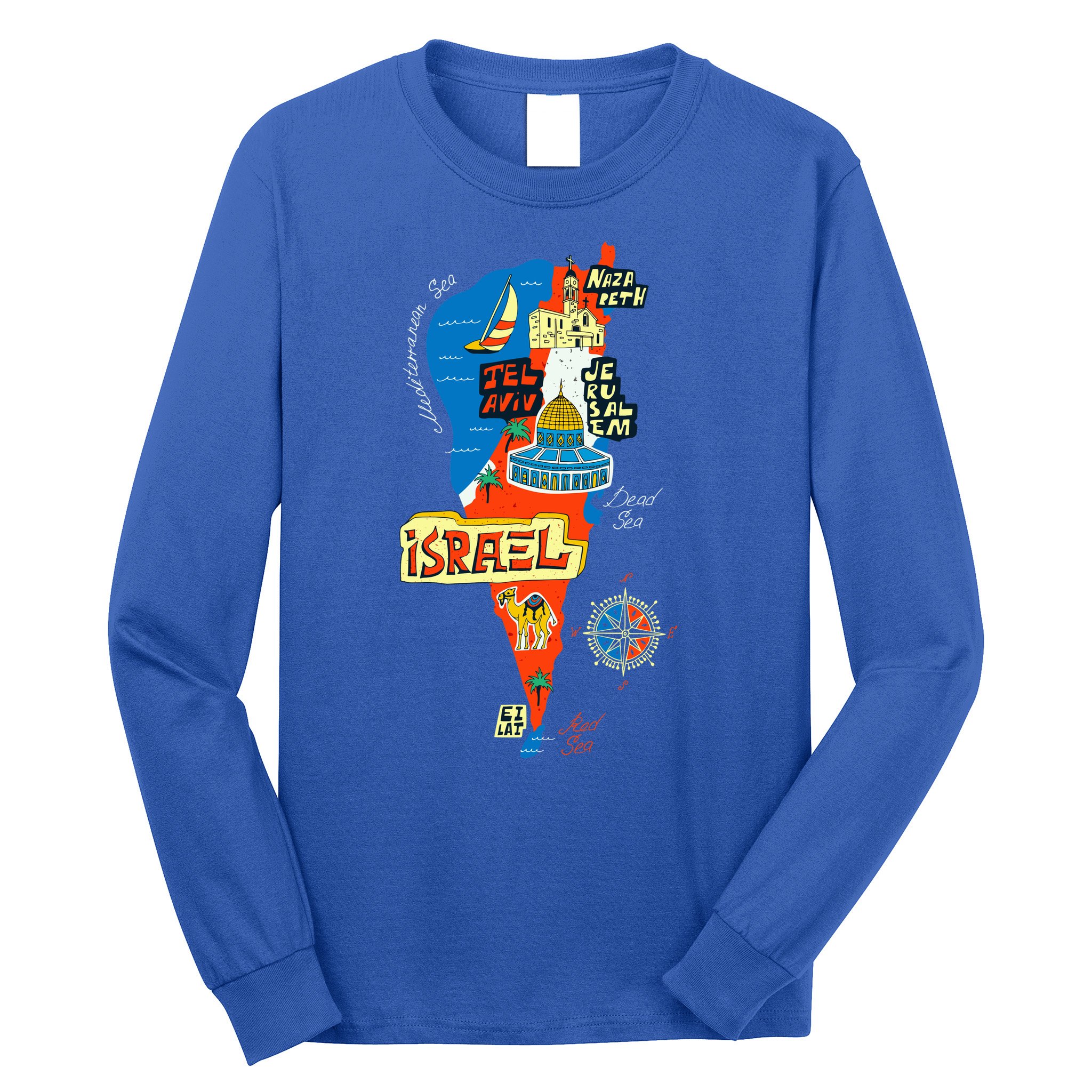 Israel Cartoon Map Long Sleeve Shirt