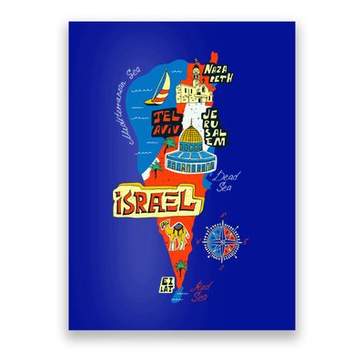 Israel Cartoon Map Poster
