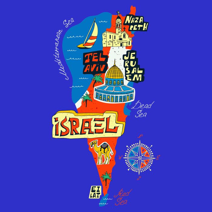 Israel Cartoon Map Short Acrylic Beanie