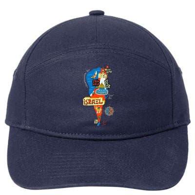 Israel Cartoon Map 7-Panel Snapback Hat