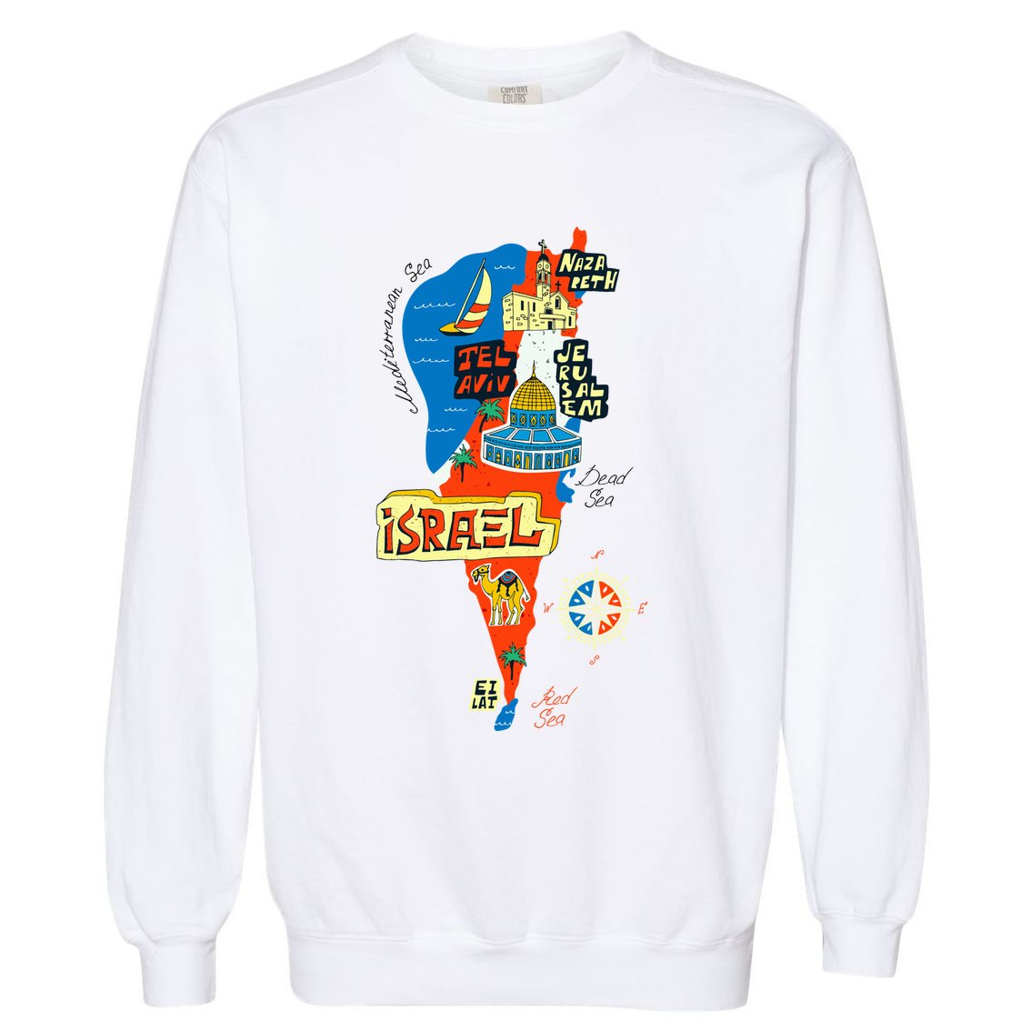 Israel Cartoon Map Garment-Dyed Sweatshirt