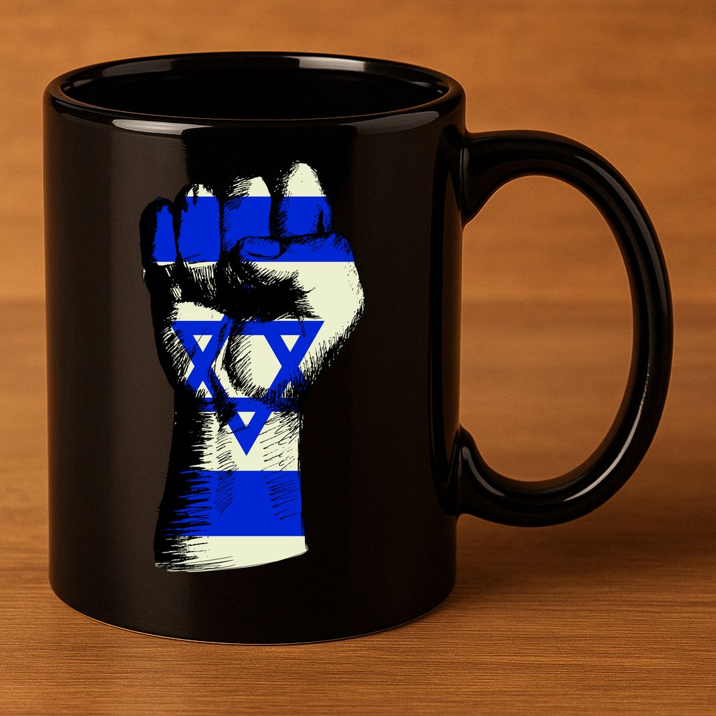 Israel Flag Fist 11oz C Handle Ceramic Mug