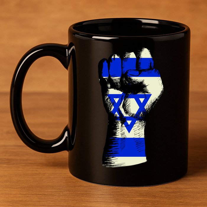 Israel Flag Fist 11oz C Handle Ceramic Mug