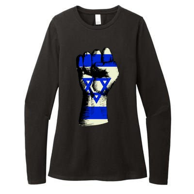 Israel Flag Fist Womens CVC Long Sleeve Shirt