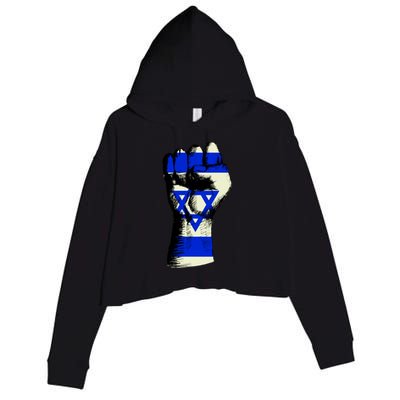 Israel Flag Fist Crop Fleece Hoodie