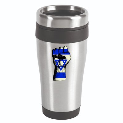 Israel Flag Fist 16oz Travel Tumbler
