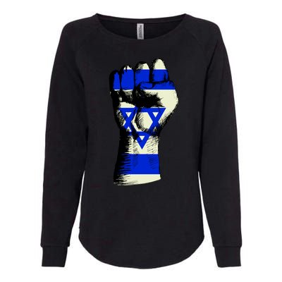 Israel Flag Fist Womens California Wash Sweatshirt