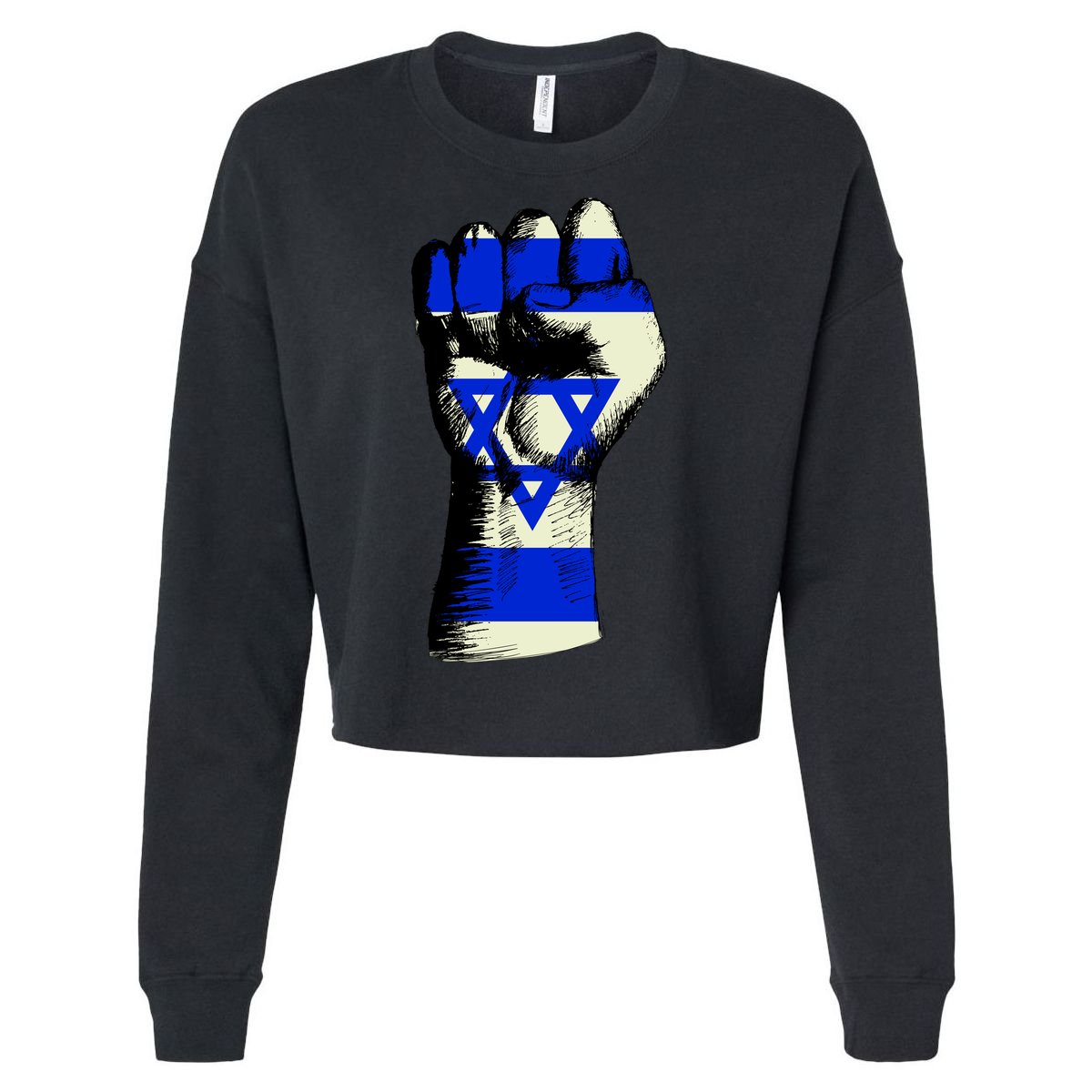 Israel Flag Fist Cropped Pullover Crew