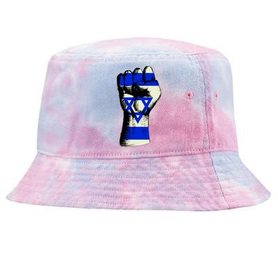 Israel Flag Fist Tie-Dyed Bucket Hat