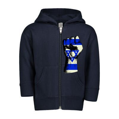 Israel Flag Fist Toddler Zip Fleece Hoodie