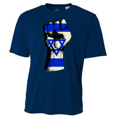 Israel Flag Fist Cooling Performance Crew T-Shirt