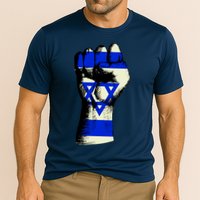 Israel Flag Fist Cooling Performance Crew T-Shirt