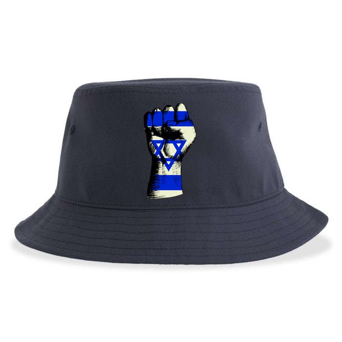 Israel Flag Fist Sustainable Bucket Hat