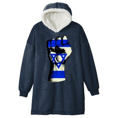 Israel Flag Fist Hooded Wearable Blanket