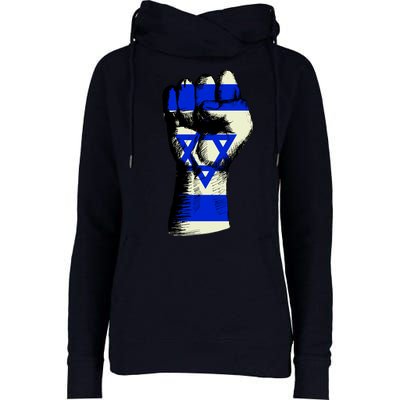 Israel Flag Fist Womens Funnel Neck Pullover Hood