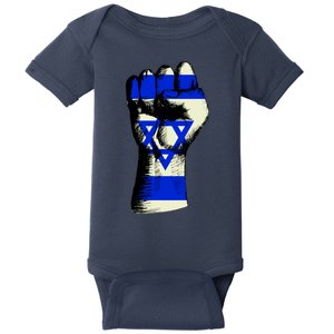 Israel Flag Fist Baby Bodysuit