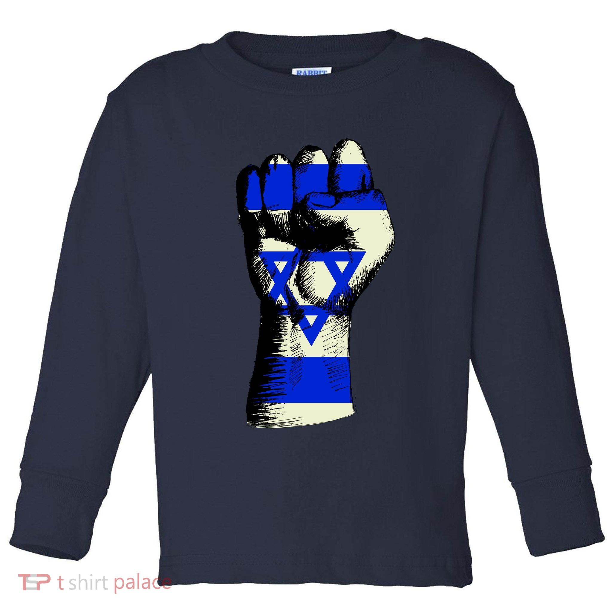 Israel Flag Fist Toddler Long Sleeve Shirt