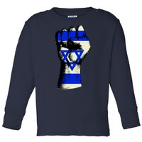 Israel Flag Fist Toddler Long Sleeve Shirt