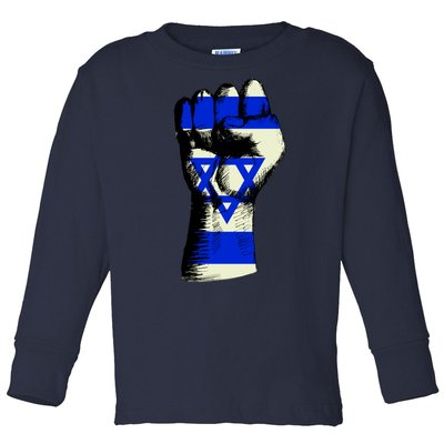 Israel Flag Fist Toddler Long Sleeve Shirt