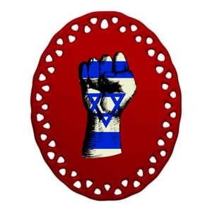 Israel Flag Fist Ceramic Oval Ornament