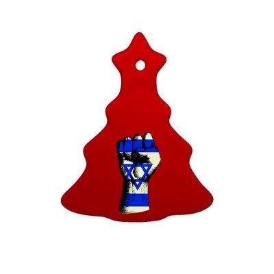 Israel Flag Fist Ceramic Tree Ornament