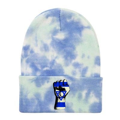 Israel Flag Fist Tie Dye 12in Knit Beanie