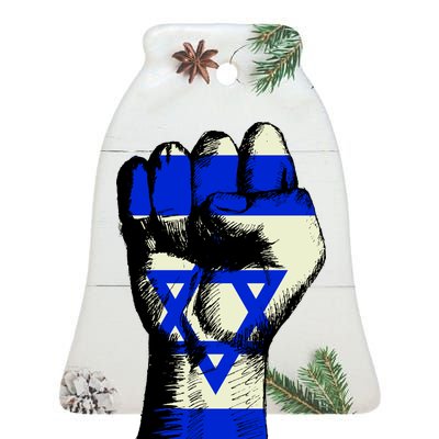 Israel Flag Fist Ceramic Bell Ornament