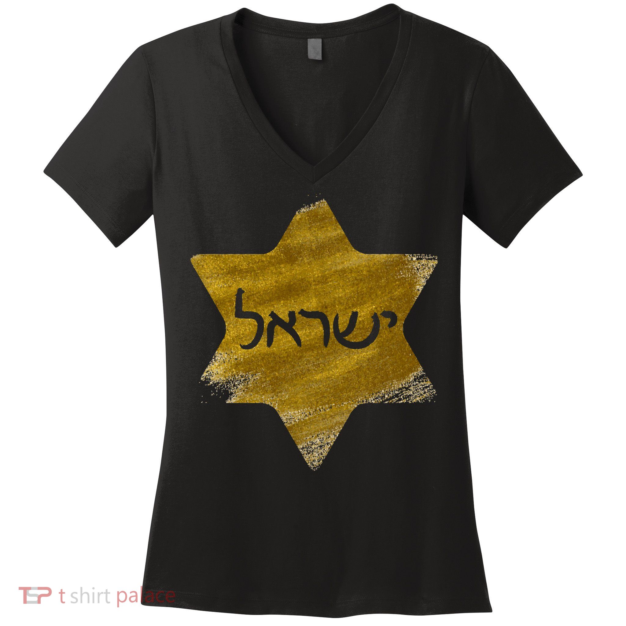 Israel Gold Abstract Women's V-Neck T-Shirt