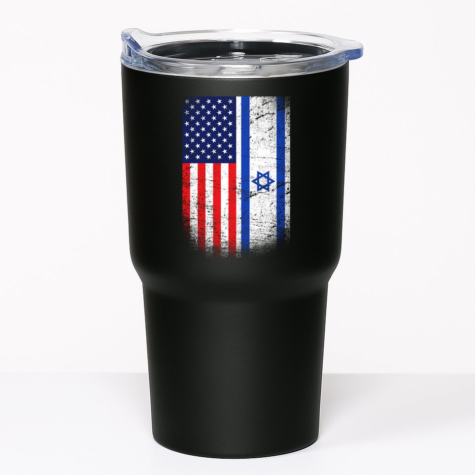 Israel Jewish American Flag Tumbler