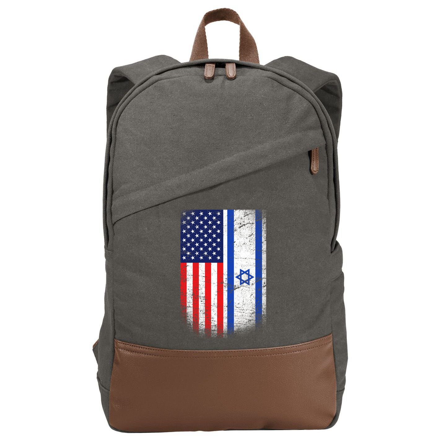 Israel Jewish American Flag Cotton Canvas Backpack