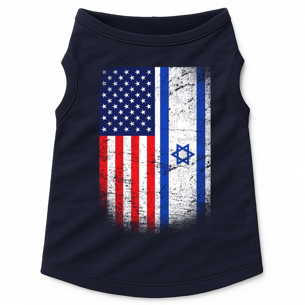 Israel Jewish American Flag Doggie Tank