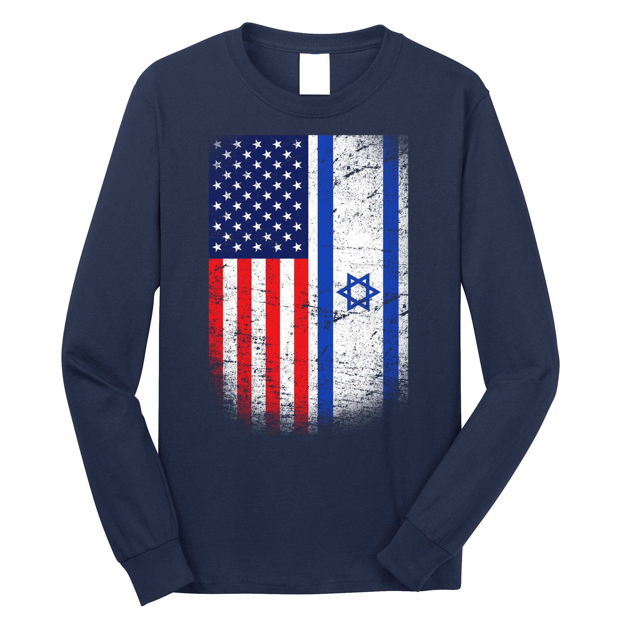 Israel Jewish American Flag Long Sleeve Shirt