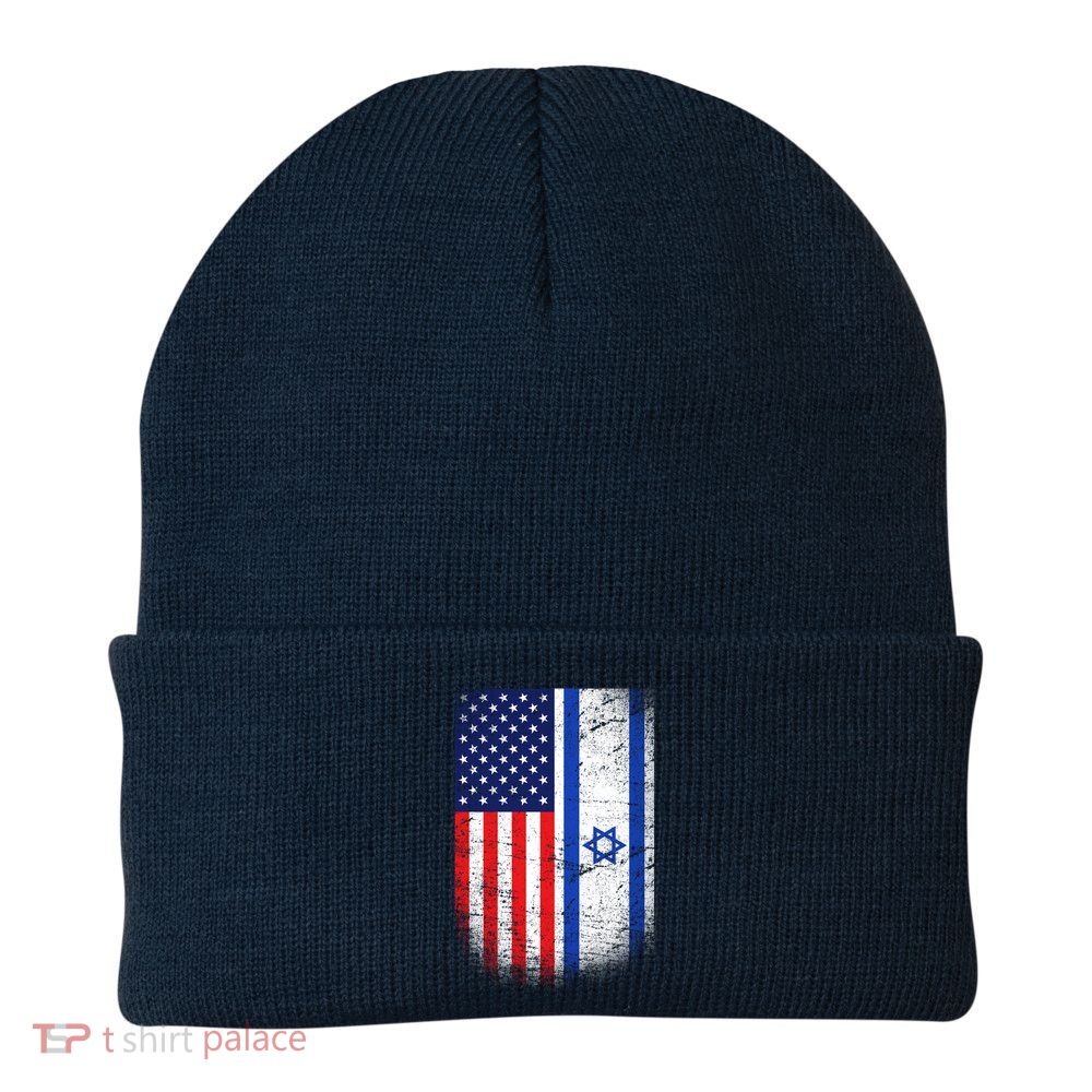 Israel Jewish American Flag Beanie